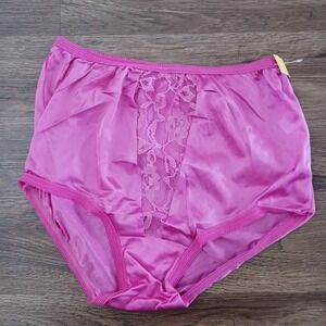 New Vintage Nylon Lace Pink Granny Panties Size 7